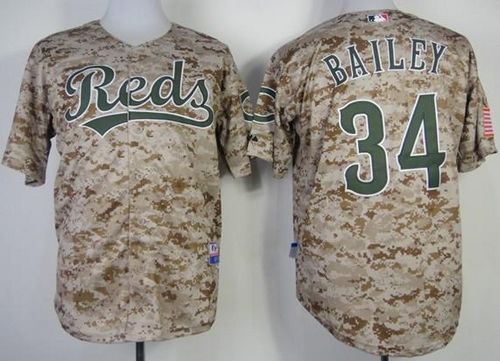 Reds #34 Homer Bailey Camo Alternate Cool Base Stitched MLB Jersey - Click Image to Close